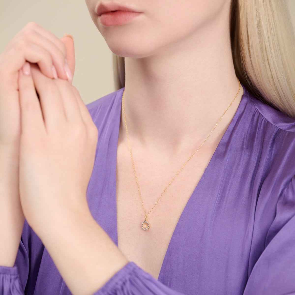 M by Monte Luna Lab-Grown Diamond Accent Initial O Pendant in 14K Yellow Gold Plated Sterling Silver front view