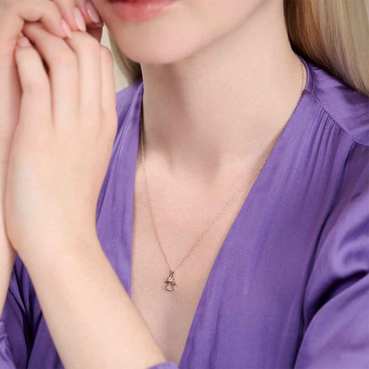 M by Monte Luna Lab-Grown Diamond Accent Angel Pendant in Rhodium & 14K Yellow Gold Plated Sterling Silver
