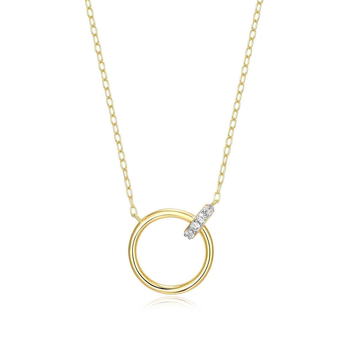 M by Monte Luna Lab-Grown Diamond Accent Open Circle Link Necklace in 14K Yellow Gold Plated Sterling Silver