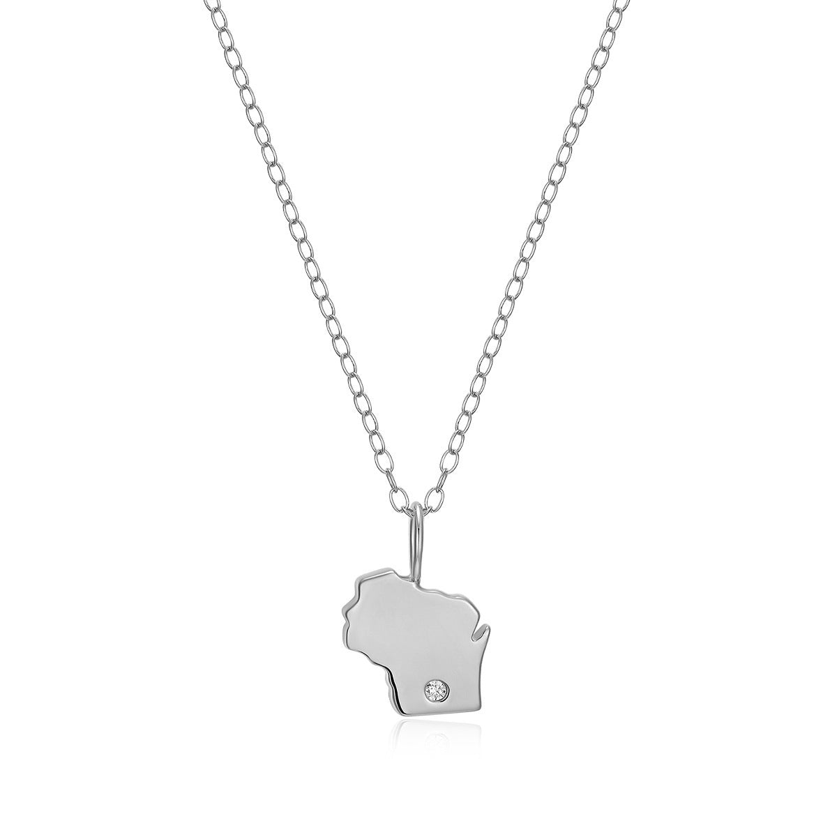M by Monte Luna 1/10 ct. tw. Lab-Grown Diamond Wisconsin Pendant in Rhodium Plated Sterling Silver