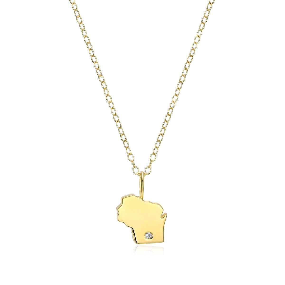 M by Monte Luna 1/10 ct. tw. Lab-Grown Diamond Wisconsin Pendant in 14K Yellow Gold Plated Sterling Silver