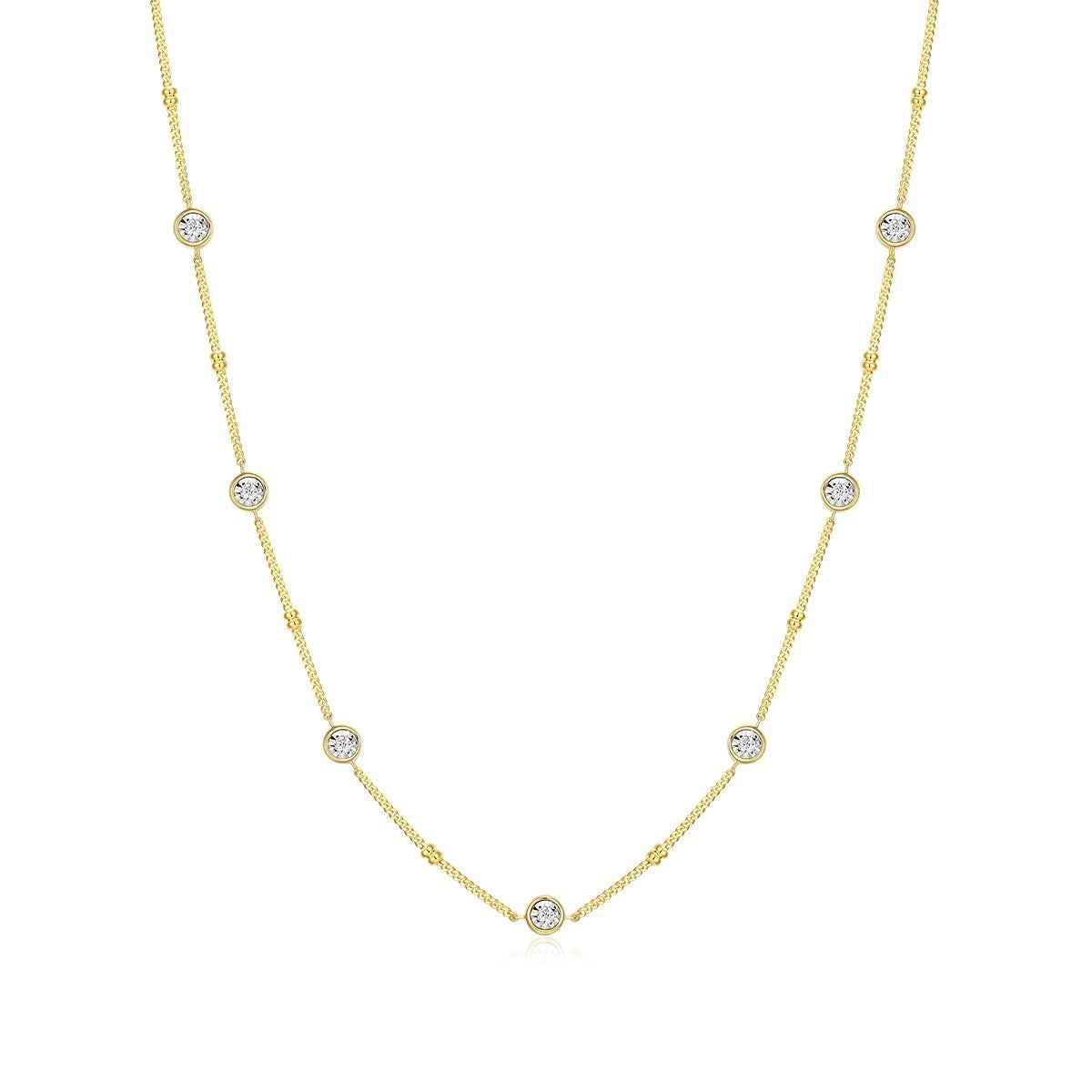 M by Monte Luna 1/6 ct. tw. Lab-Grown Diamond Station Necklace in 14K Yellow Gold Plated Sterling Silver