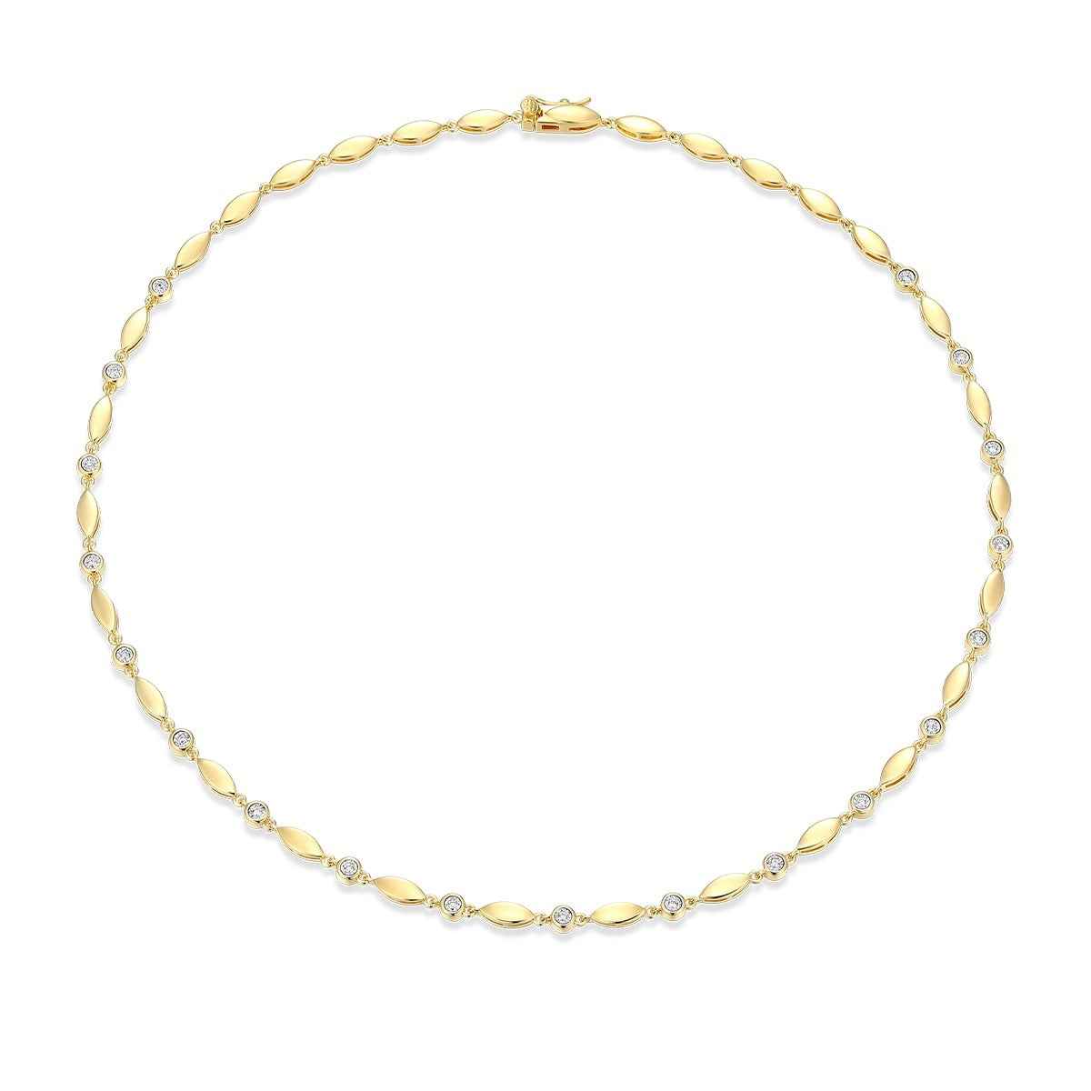 M by Monte Luna 1/5 ct. tw. Lab-Grown Diamond Marquises & Bezel Necklace in 14K Yellow Gold Plated Sterling Silver