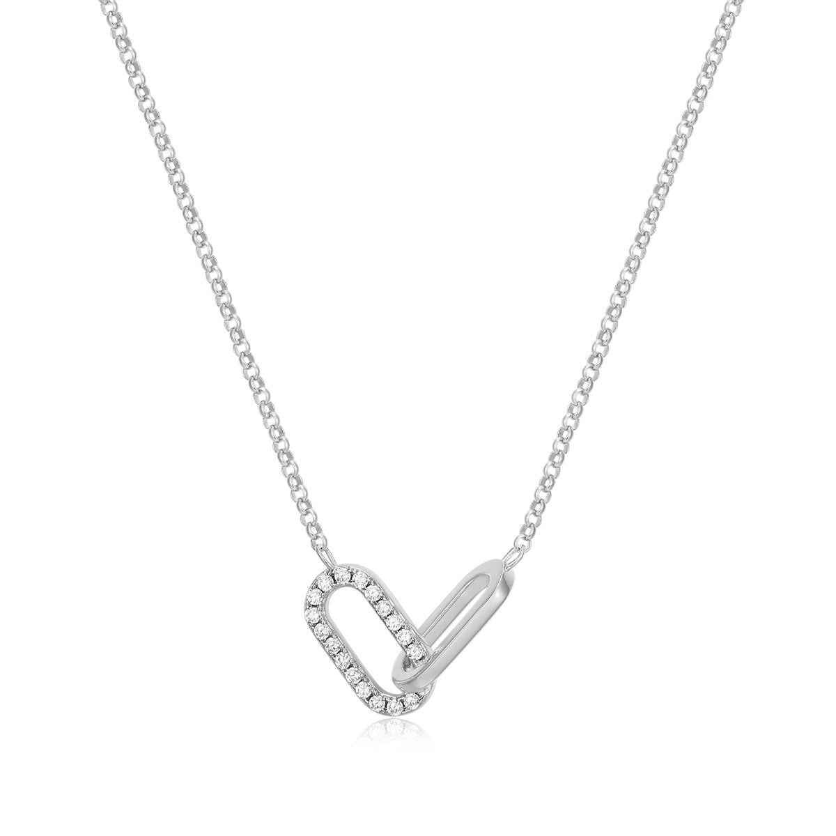 M by Monte Luna 1/5 ct. tw. Lab-Grown Diamond Linked Paperclip Necklace in Rhodium Plated Sterling Silver