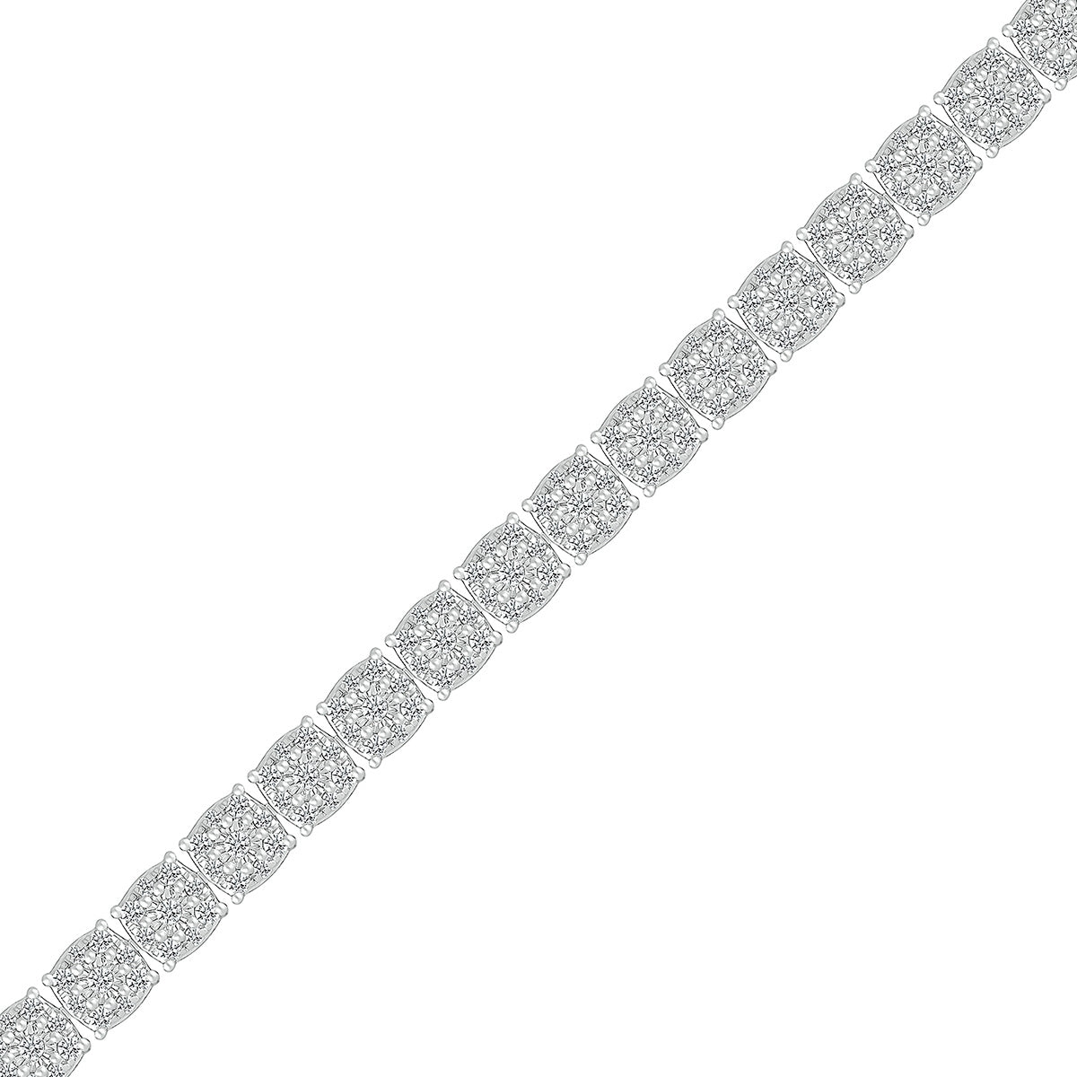Fairytale Diamonds 2 ct. tw. Diamond Cluster Square Link Bracelet in 14K White Gold front view