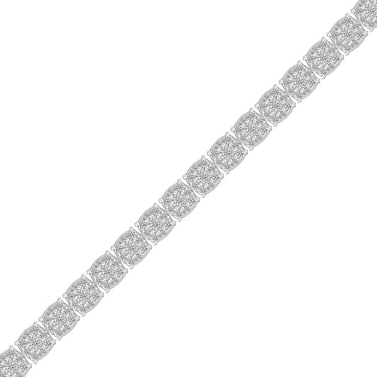 Fairytale Diamonds 2 ct. tw. Diamond Cluster Square Link Bracelet in 14K White Gold front view