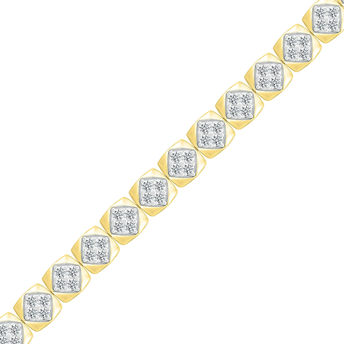 1-1/2 ct. tw. Diamond Square Link Bracelet in 14K Yellow Gold front view