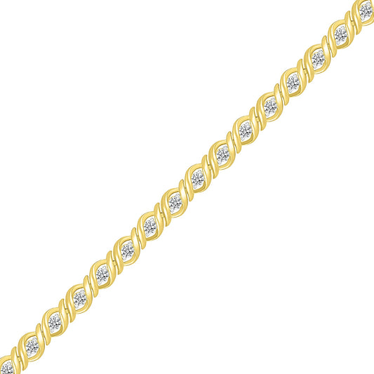 1 ct. tw. Diamond S-Link Bracelet in 10K Yellow Gold front view