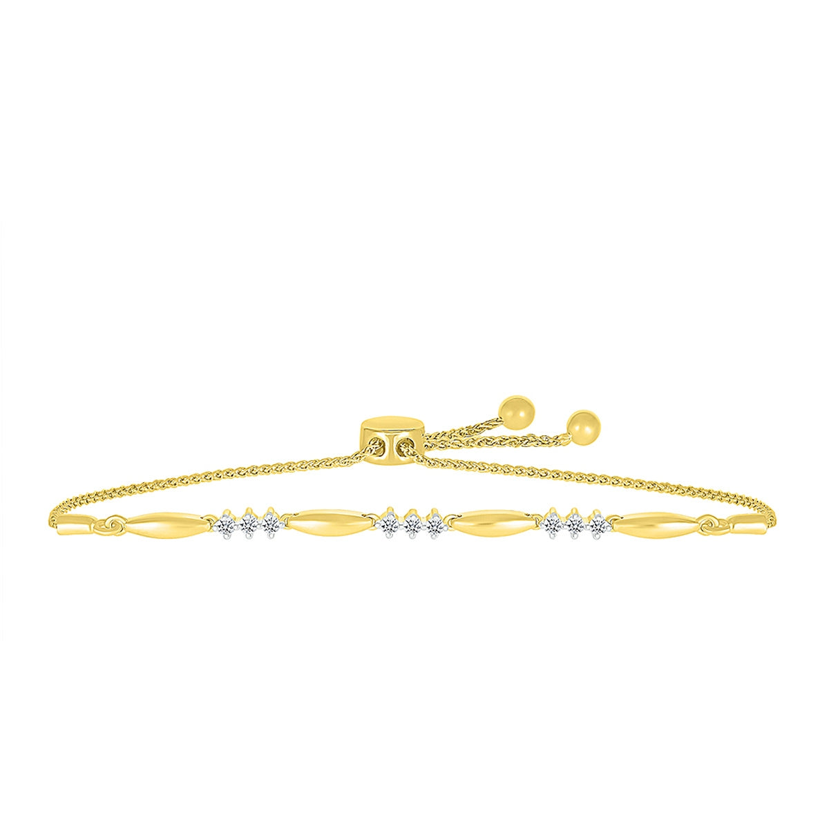 1/3 ct. tw. Diamond Triple Station Bolo Bracelet in 10K Yellow Gold