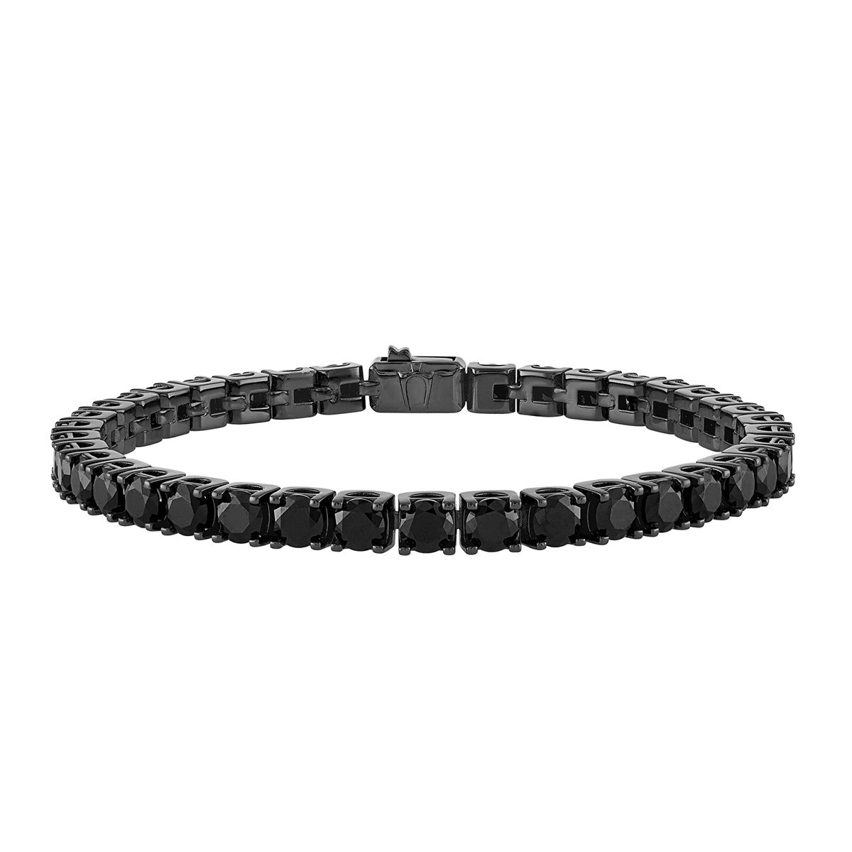Bulova Men's Round Black Spinel 8-inch Tennis Bracelet in Black Ruthenium-Plated Sterling Silver