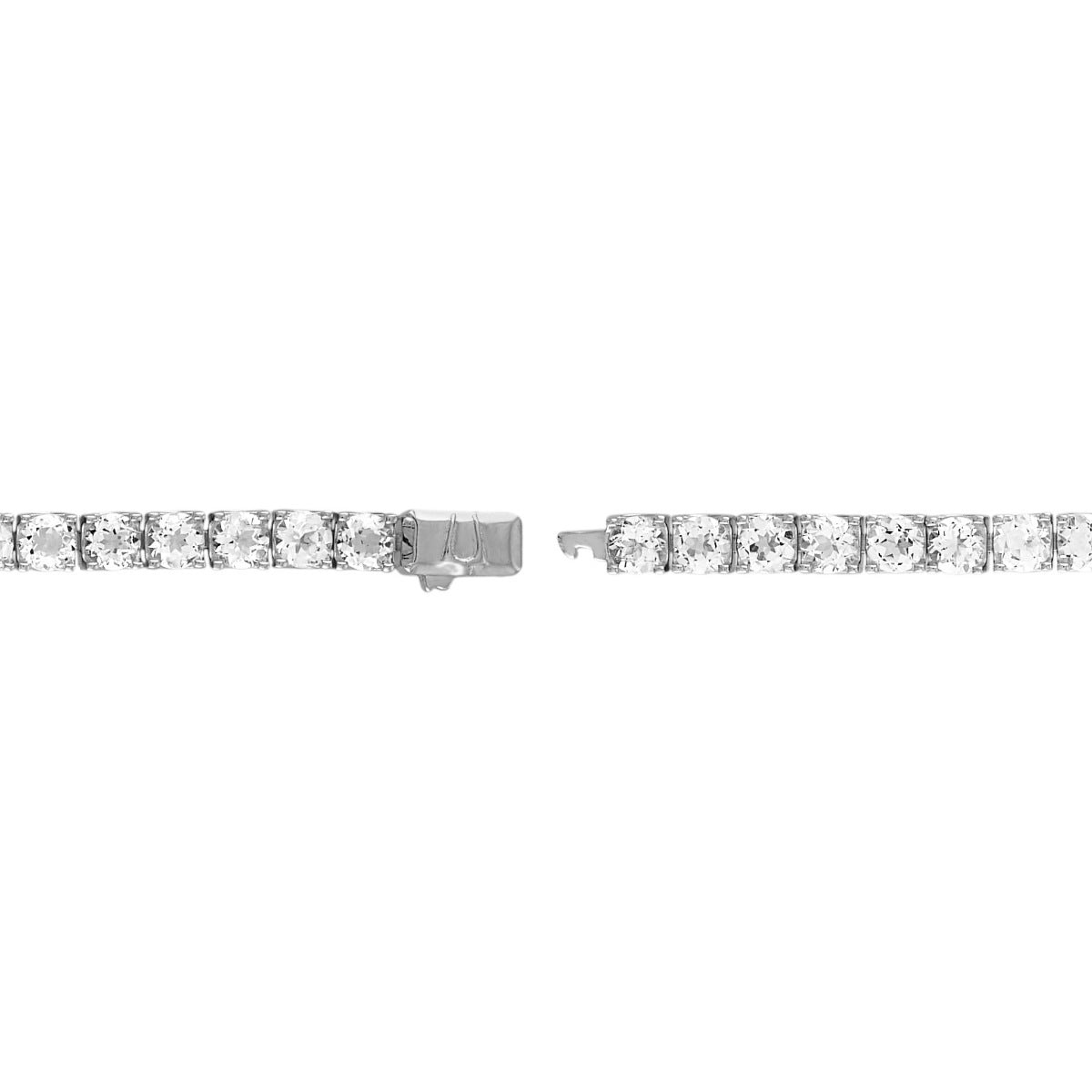 Bulova Men's Round White Topaz 8.5-inch Tennis Bracelet in Rhodium Plated Sterling Silver front view