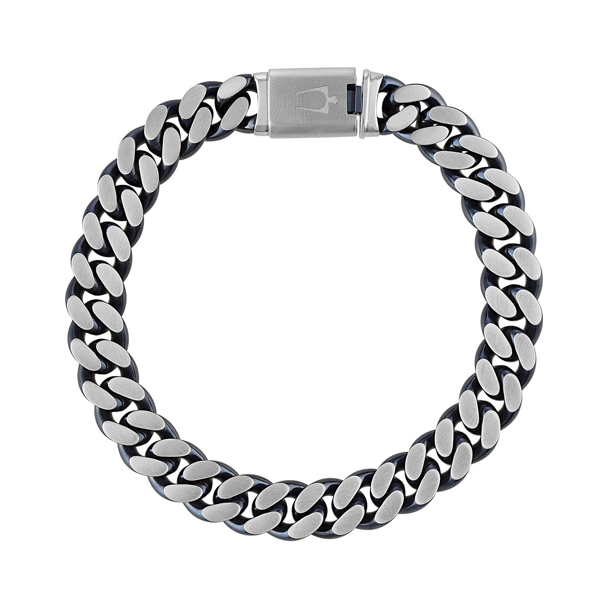 Bulova Men's 10mm 8-inch Curb Chain Bracelet in Blue Ion Plated Stainless Steel