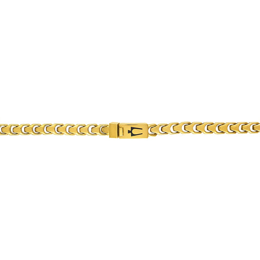 Bulova Men's 6mm 22-inch Link Necklace in Gold-Tone Ion Plated Stainless Steel close-up detail