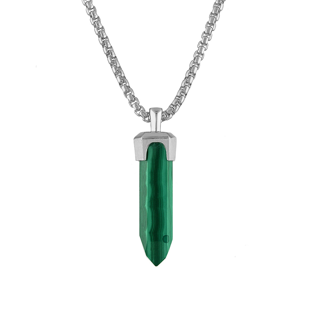 Bulova Men's Obelisk Malachite Pendant in Sterling Silver