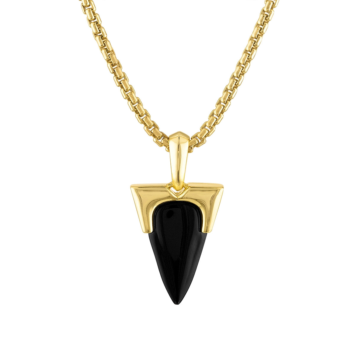 Bulova Men's Arrowhead Onyx Pendant in 14K Yellow Gold Plated Sterling Silver