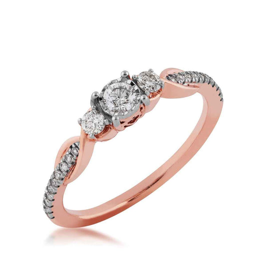 Infinite Love 1/3 ct. tw. Diamond 3-Stone Promise Ring in 10K Pink Gold front view