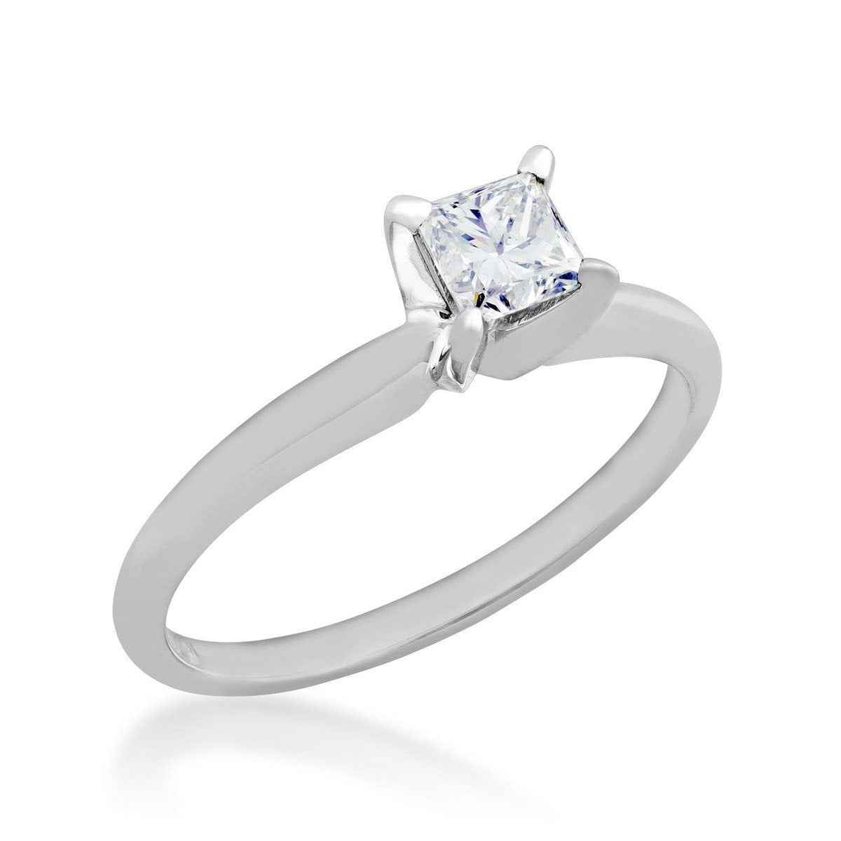 1/2 ct. tw. AAA Princess Cut Diamond Solitaire Engagement Ring in 14K White Gold front view