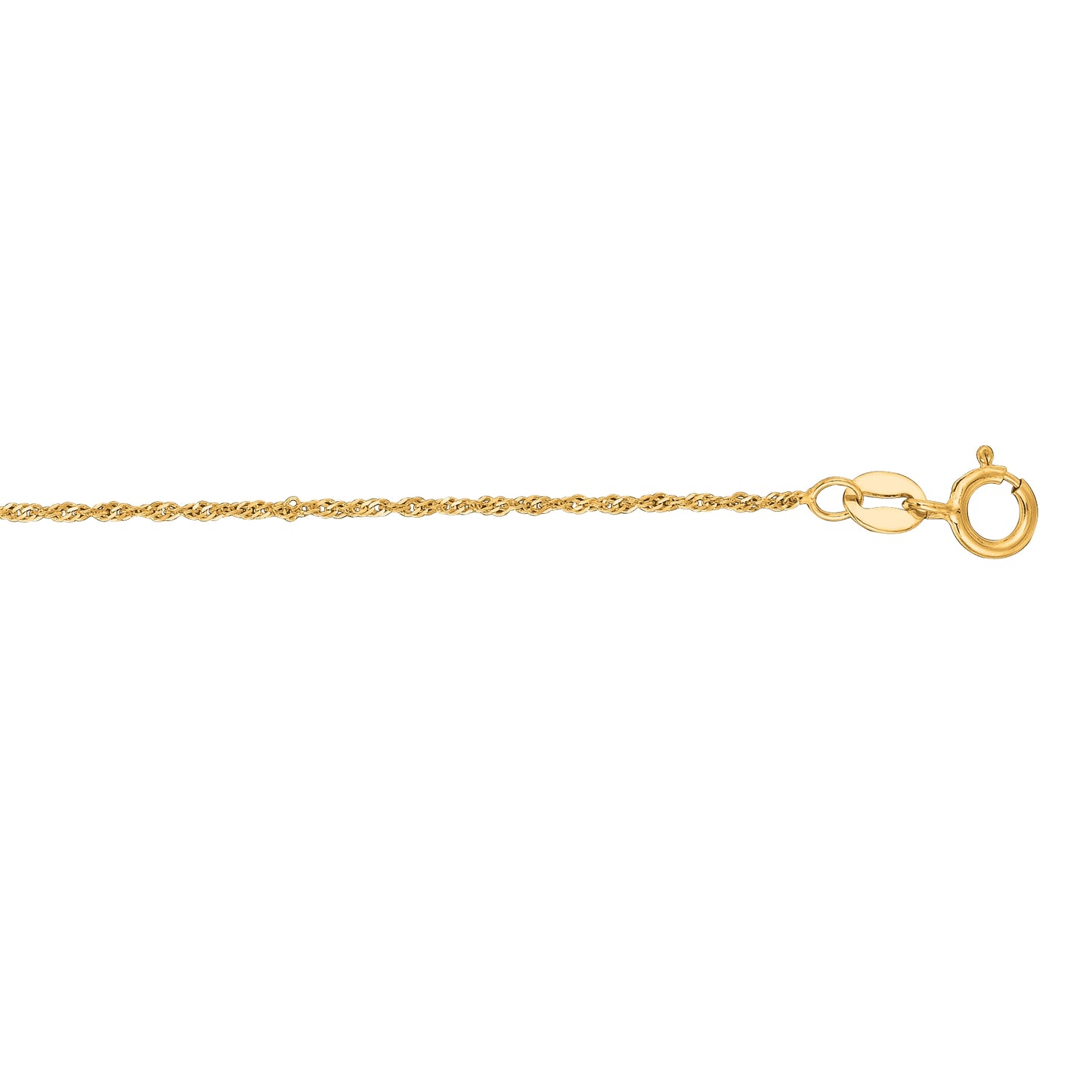 1mm 18-inch Singapore Chain 14K Yellow Gold front view
