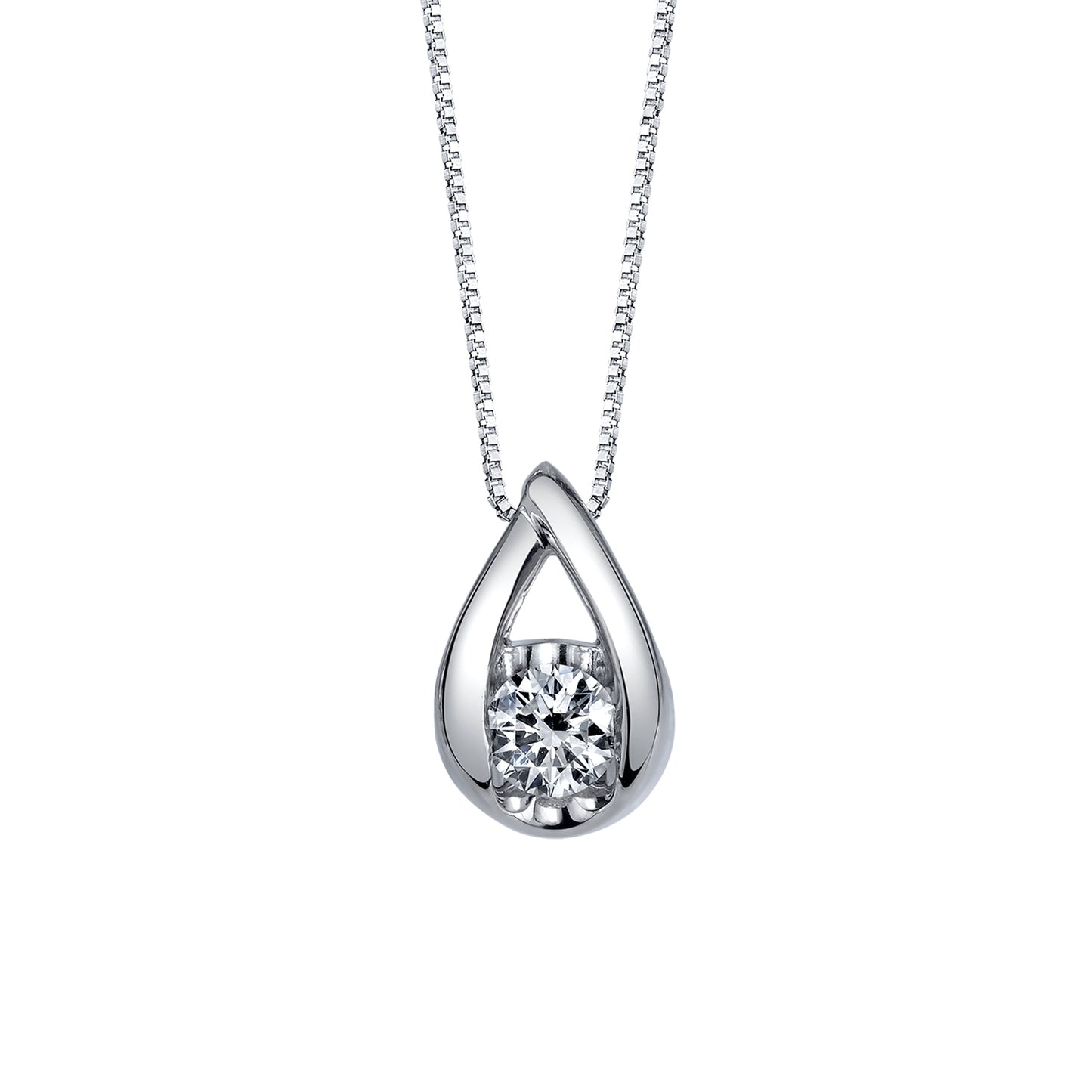 Sirena 1/4 ct. tw. Round Diamond Tear-Drop Pendant in 10K White Gold