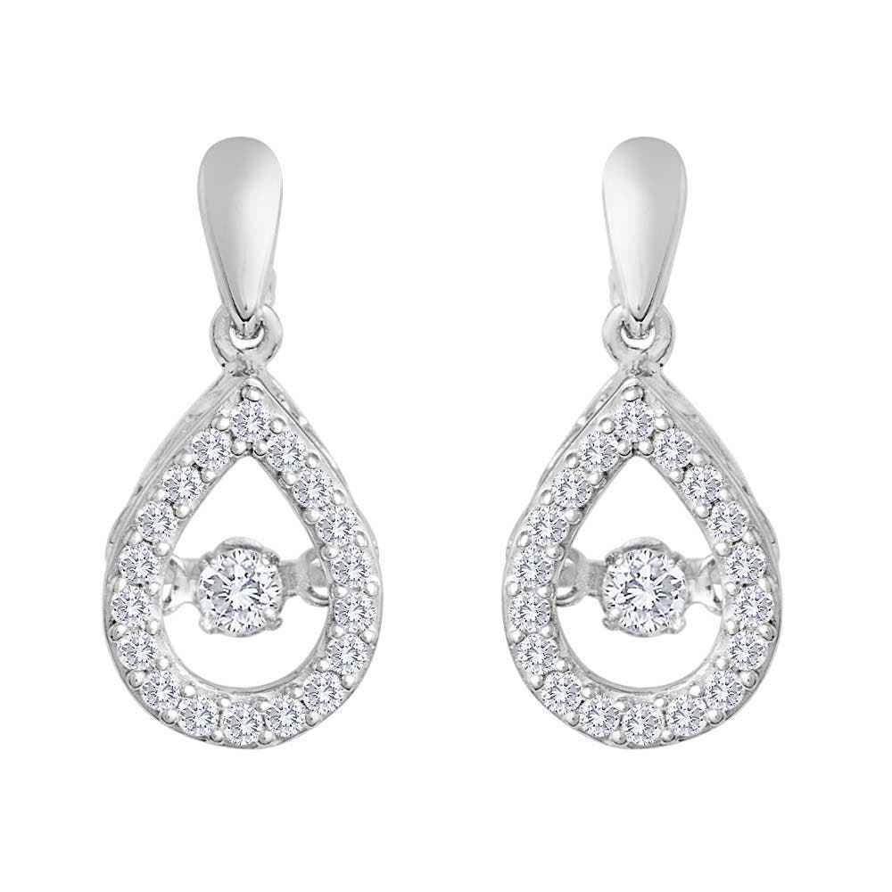1/3 ct. tw. Twinkling Diamond Tear-Drop Dangle Earrings in 10K White Gold