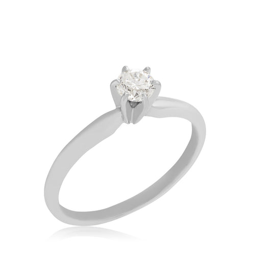 1/4 ct. tw. A Quality Round Brilliant Diamond Solitaire Engagement Ring in 14K White Gold front view