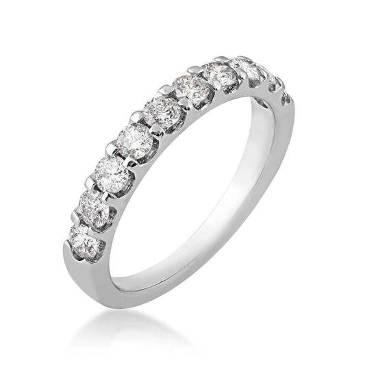 7/8 ct. tw. Round Brilliant Diamond 10-Stone Anniversary Ring in 14K White Gold front view