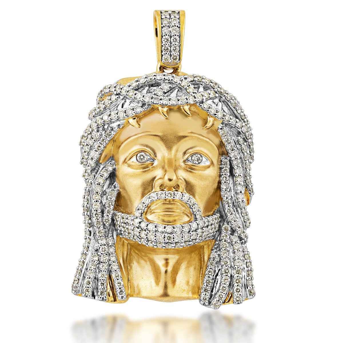 2-1/3ct. tw. Diamond Religious Jesus Pendant in 10K Yellow Gold