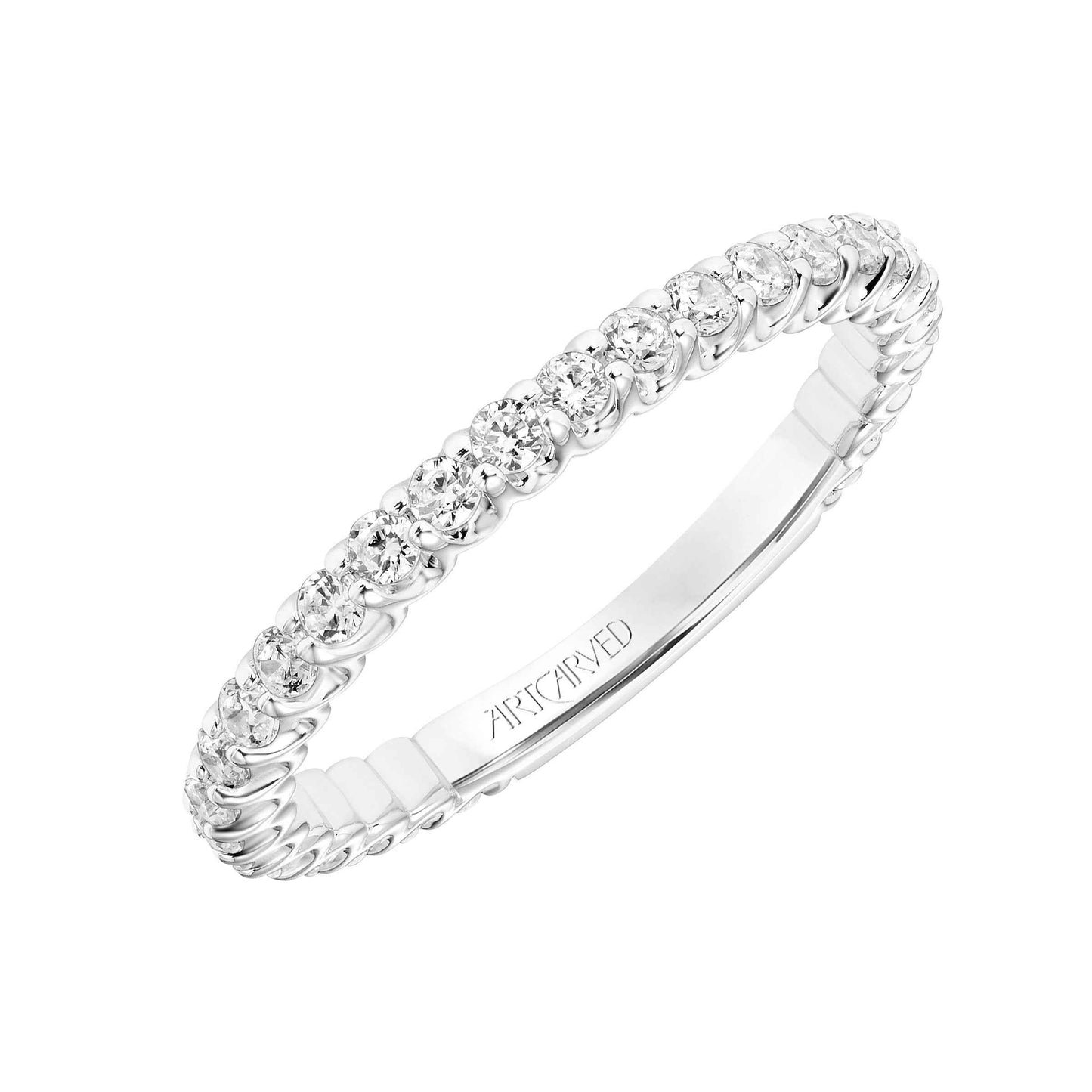 ArtCarved Contemporary 5/8 ct. tw. Round Diamond Wedding Band in 14K White Gold front view