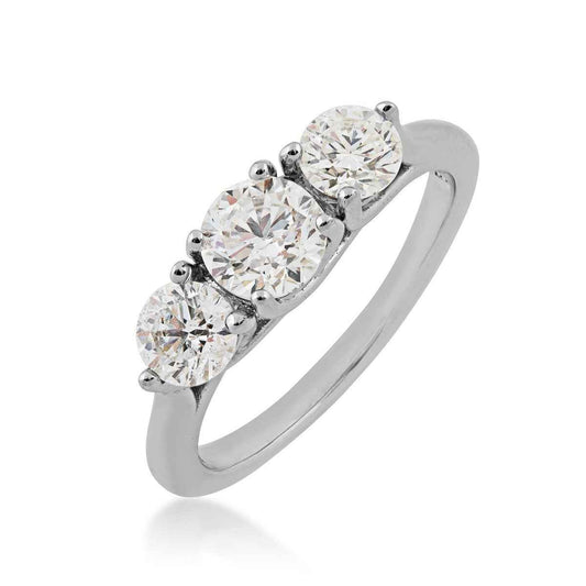 1-1/2 ct. tw. Classic Round Brilliant Diamond 3-Stone Anniversary Ring in 14K White Gold front view