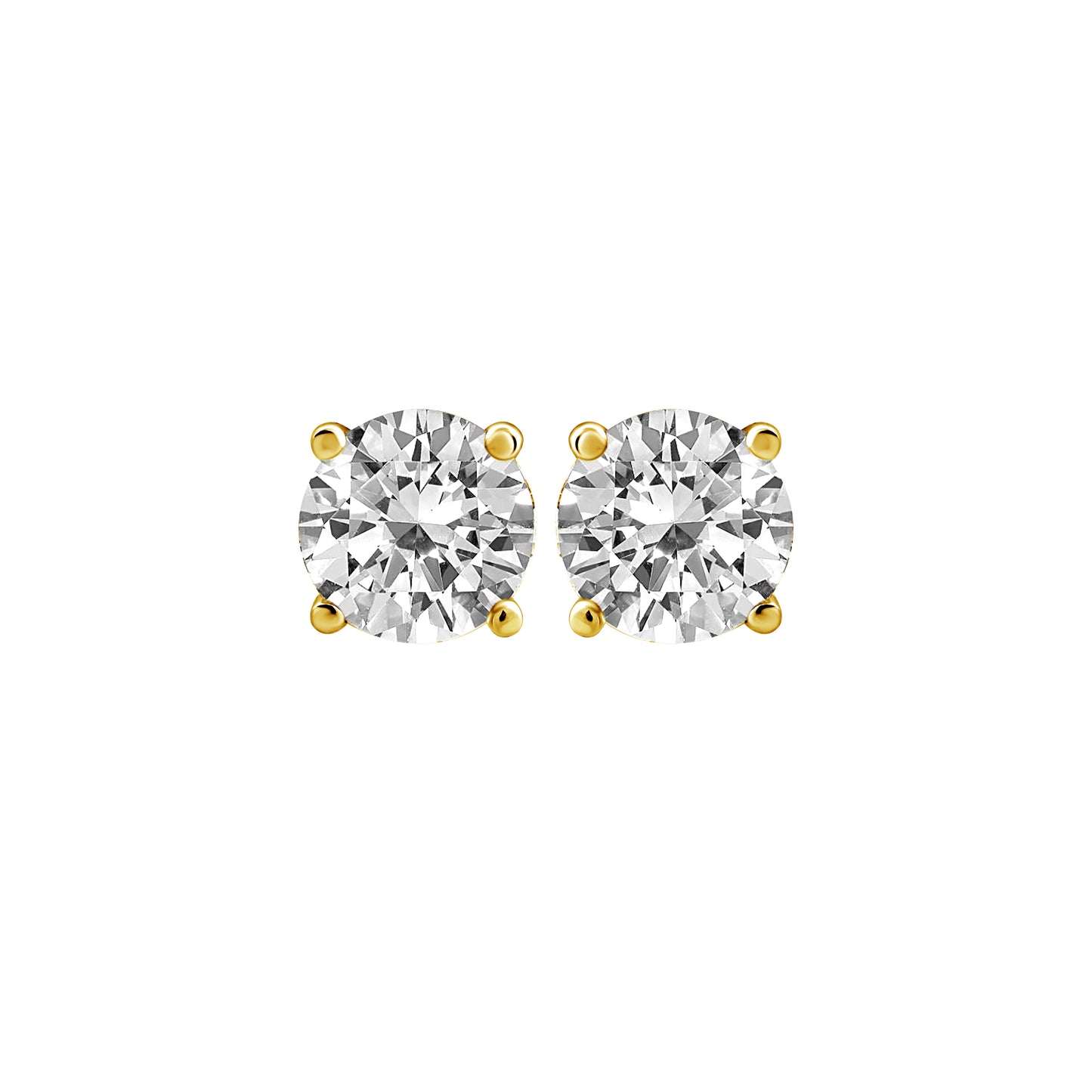 2 ct. tw. Round Brilliant Diamond Solitaire Earrings in 14K Yellow Gold Setting