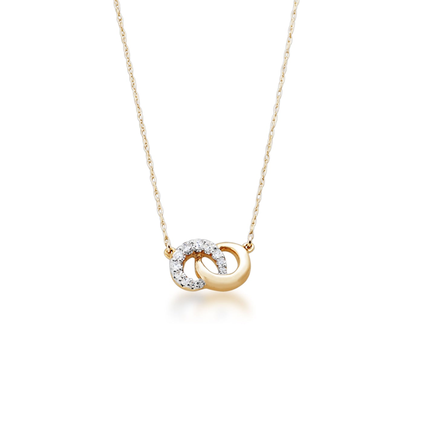 .06 ct. tw. Round Double Circle Diamond Pendant in 10K Yellow Gold
