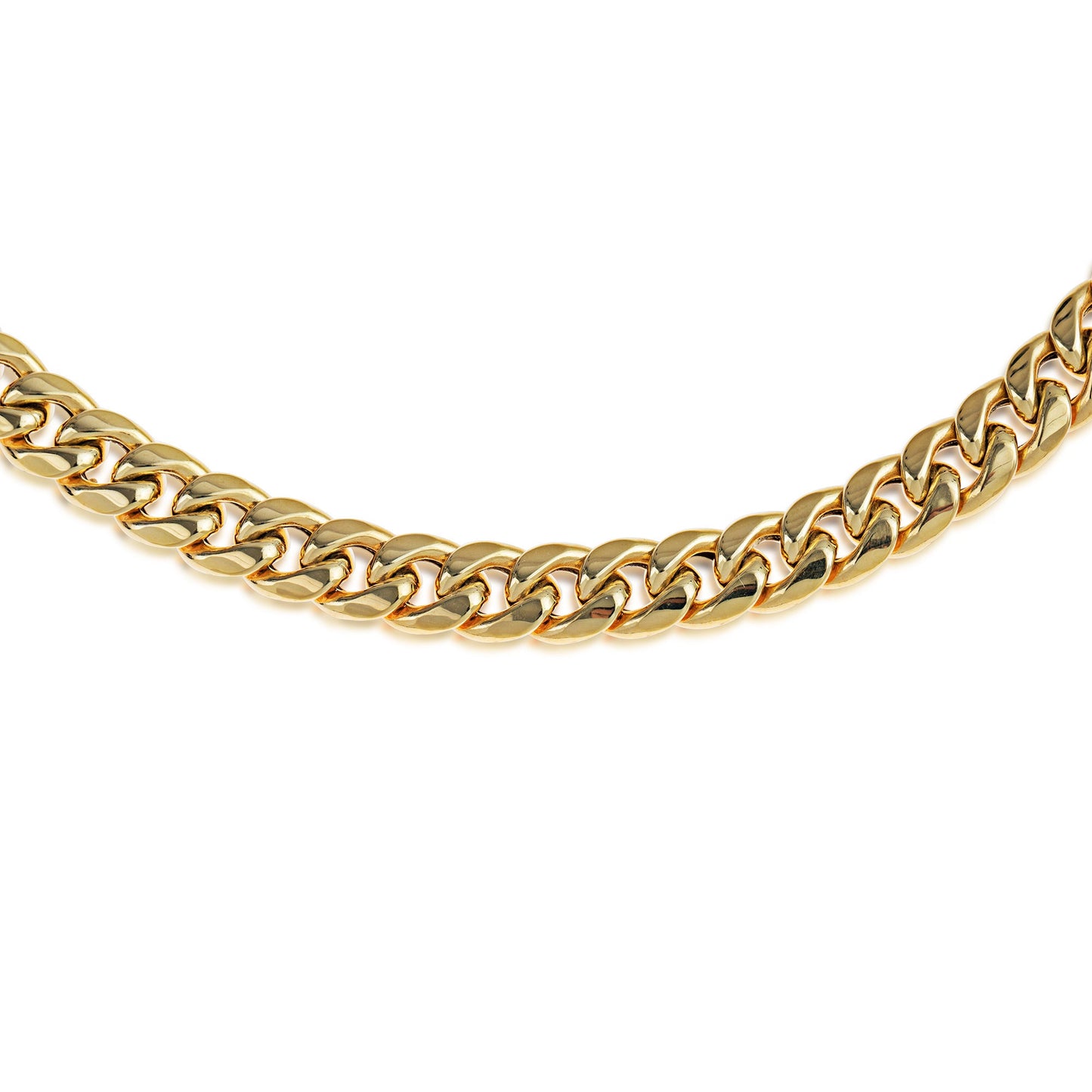 Mens 22-inch Hollow Curb Chain in 6.5MM 10K Yellow Gold close-up detail