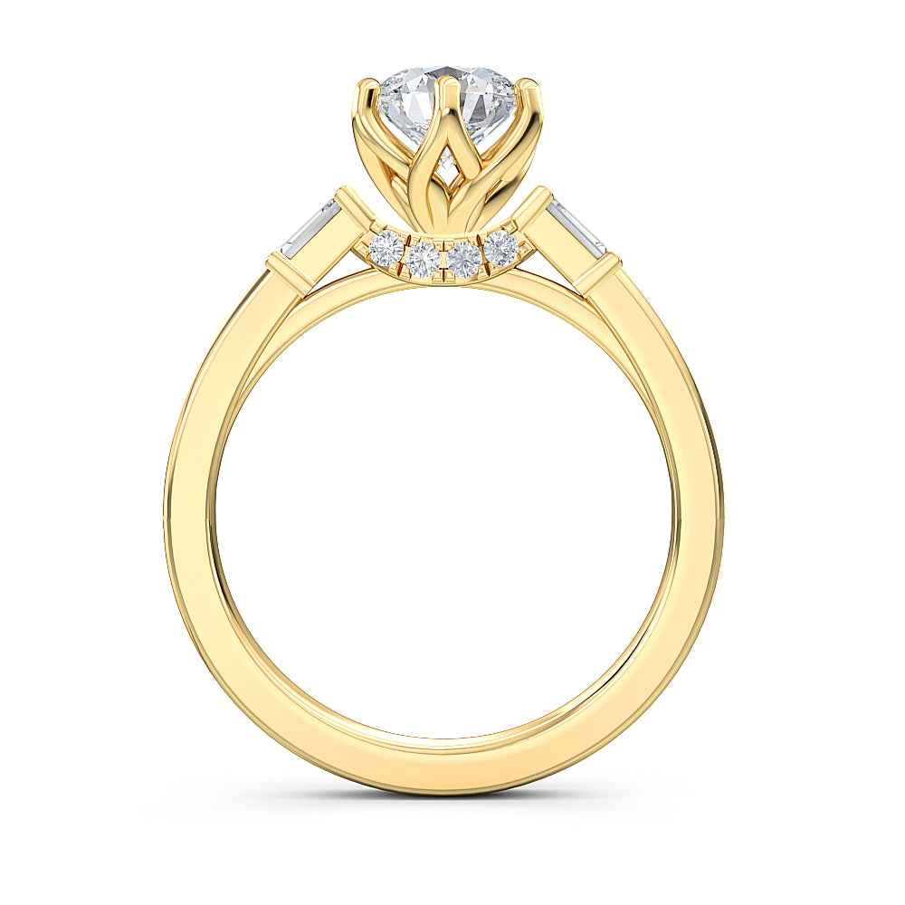 Designed With Love 1/7 ct. tw. Baguette Diamond Semi-Mount Engagement Ring in 14K Yellow Gold close-up detail
