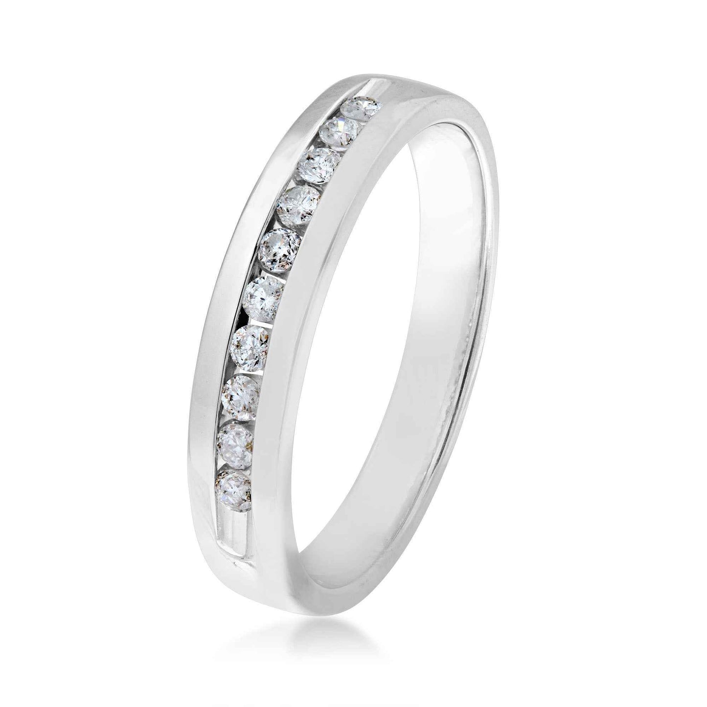 Men's 1/4 ct. tw. Round Closed Channel-Set Diamond Wedding Band in Polished 10K White Gold front view