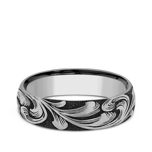 Benchmark Men's 6mm Script Design Wedding Ring in Tungsten