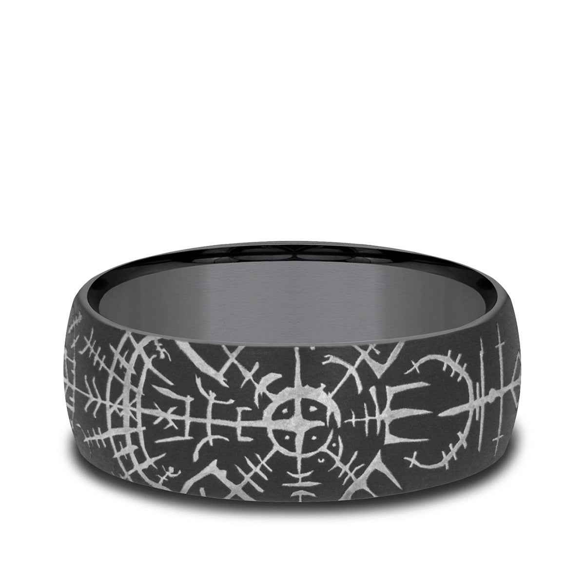 Benchmark Men's 8mm Viking Desing Wedding Ring in Dark Tantalum