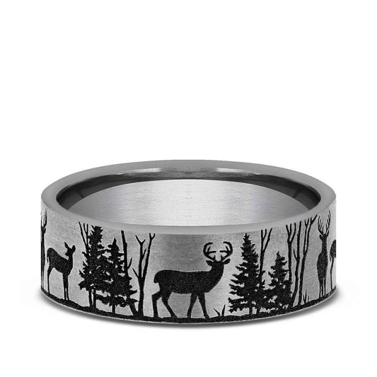 Benchmark Men's 7mm Forest Design Wedding Ring in Tungsten