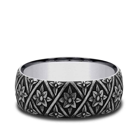 Benchmark Men's 8mm Floral Weave Wedding Ring in Tungsten