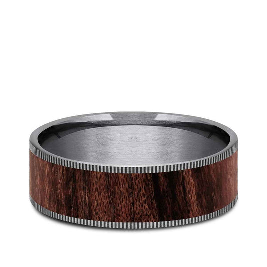 Benchmark Men's 7.5mm Thin Edge Wooden Wedding Ring in Grey Tantalum