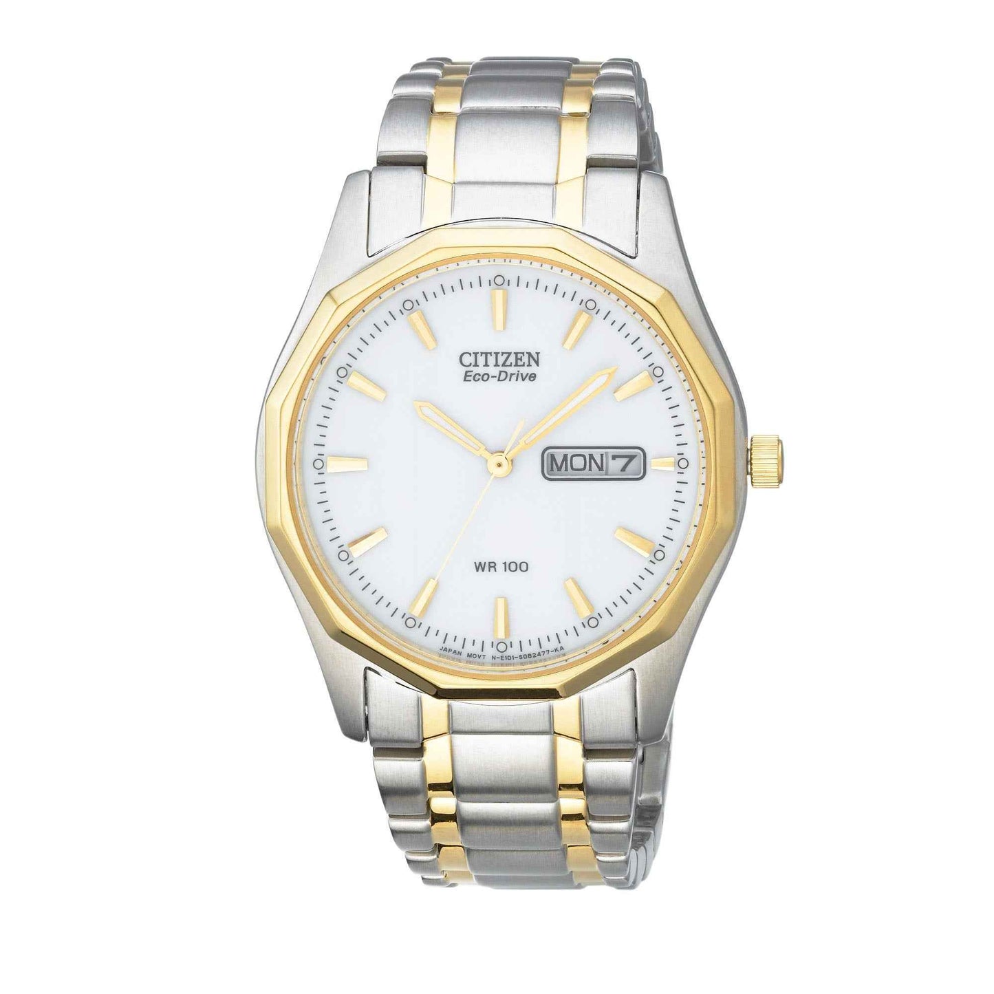 Citizen Corso Men's 12-Sided Bezel Watch with White Dial in Two-Tone Stainless Steel