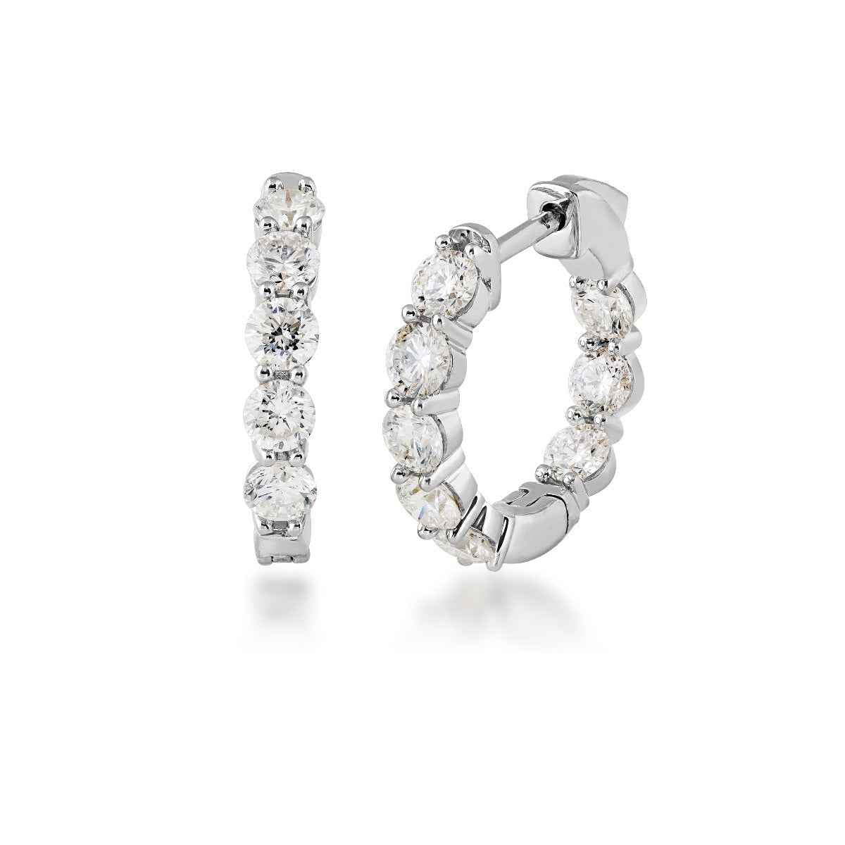 Adamante 2 ct. tw. Lab-Grown Diamond Inside Out Hoops in 14K White Gold