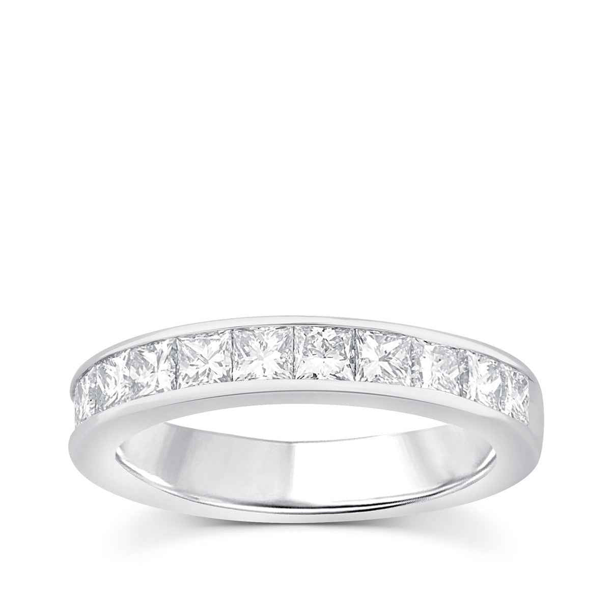 1-1/2ct. tw. Channel Set Anniversary Band with Twelve Princess Cut Diamonds in 14K White Gold