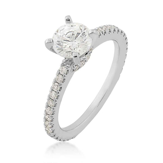 Designed With Love 3/8 ct. tw. Diamond Pave Round Semi-Mount Engagement Ring in 14K White Gold front view