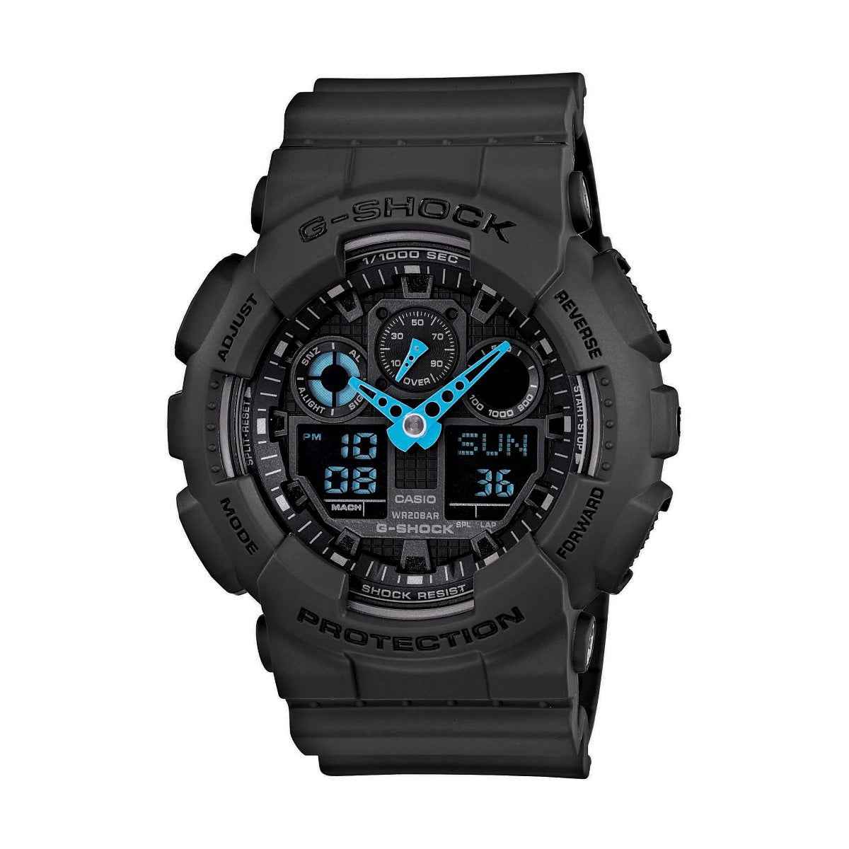 G-Shock Men's Gray and Neon Blue Analog Watch