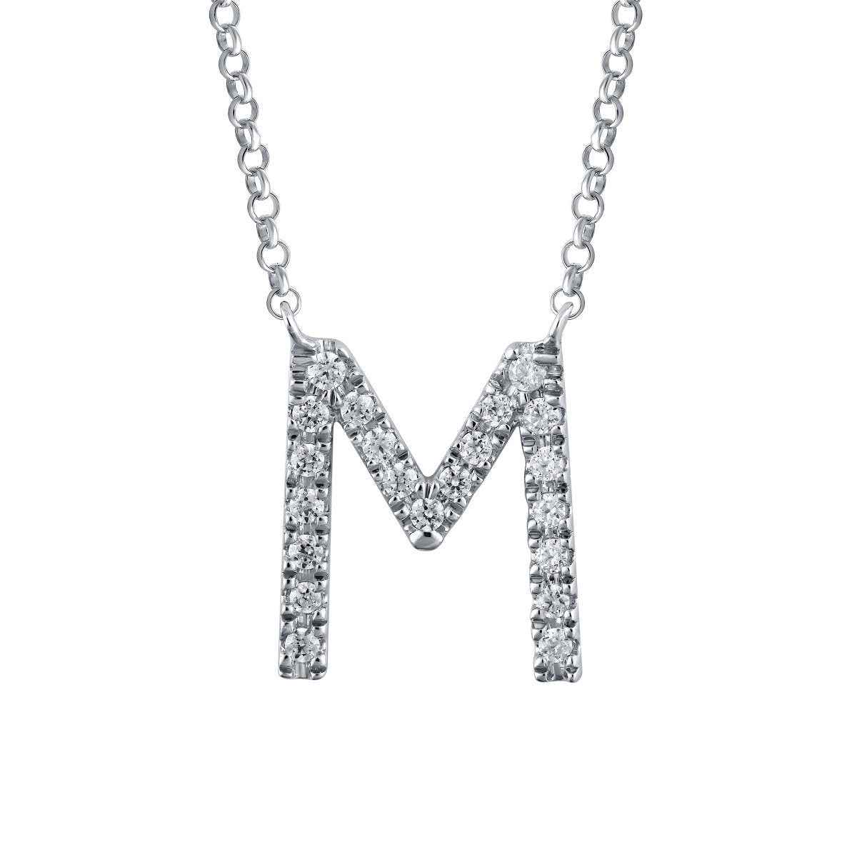 1/10 ct. tw. Diamond Letter M 10mm Pendant in 10K White Gold