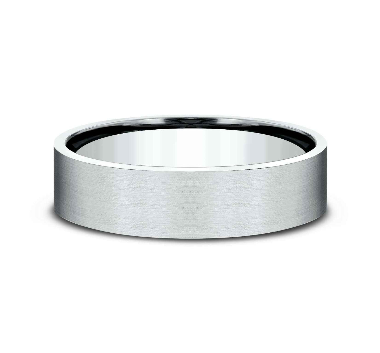 Benchmark Men's 6mm Satin Spun Wedding Band in 10K White Gold front view