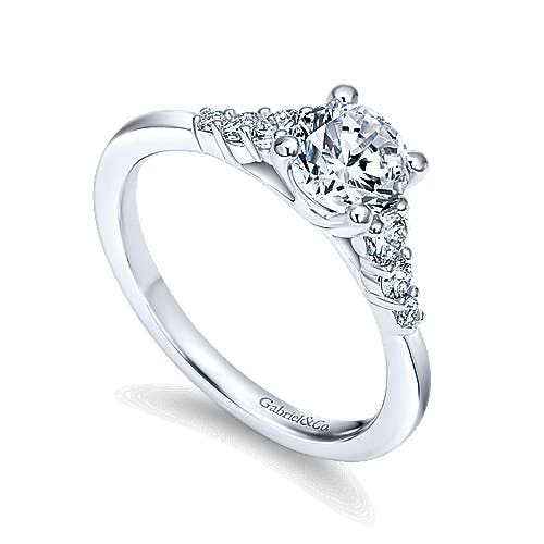 Gabriel & Co. 1/4 ct. tw. Round 6 Stone Diamond Accented Semi-Mount Engagement Ring in 14K White Gold close-up detail