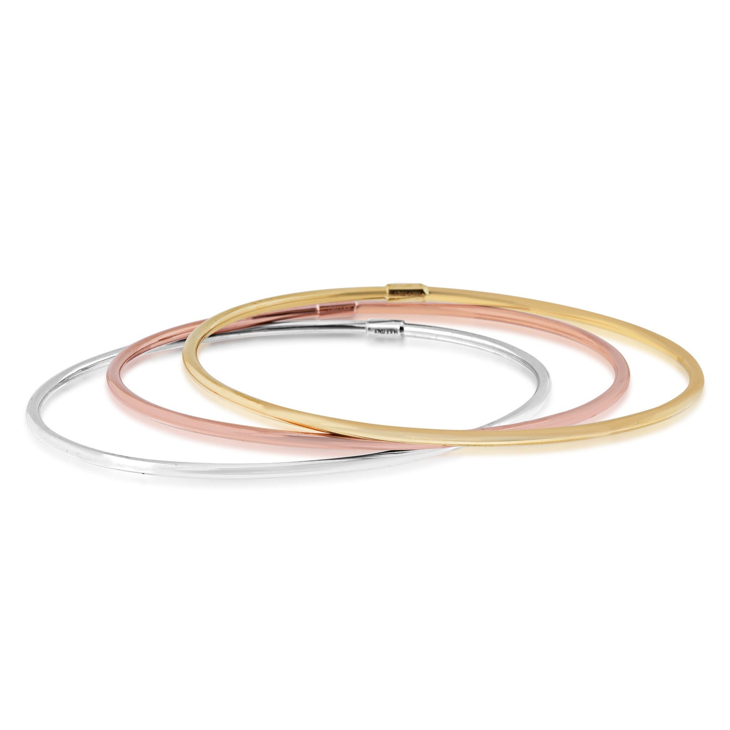 Stackable 2mm Polished Bangle Bracelet in 14K Yellow Gold front view