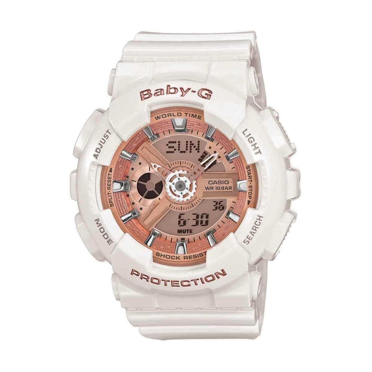G-Shock Ladies' Pink Gold with White Resin Band Analog Watch