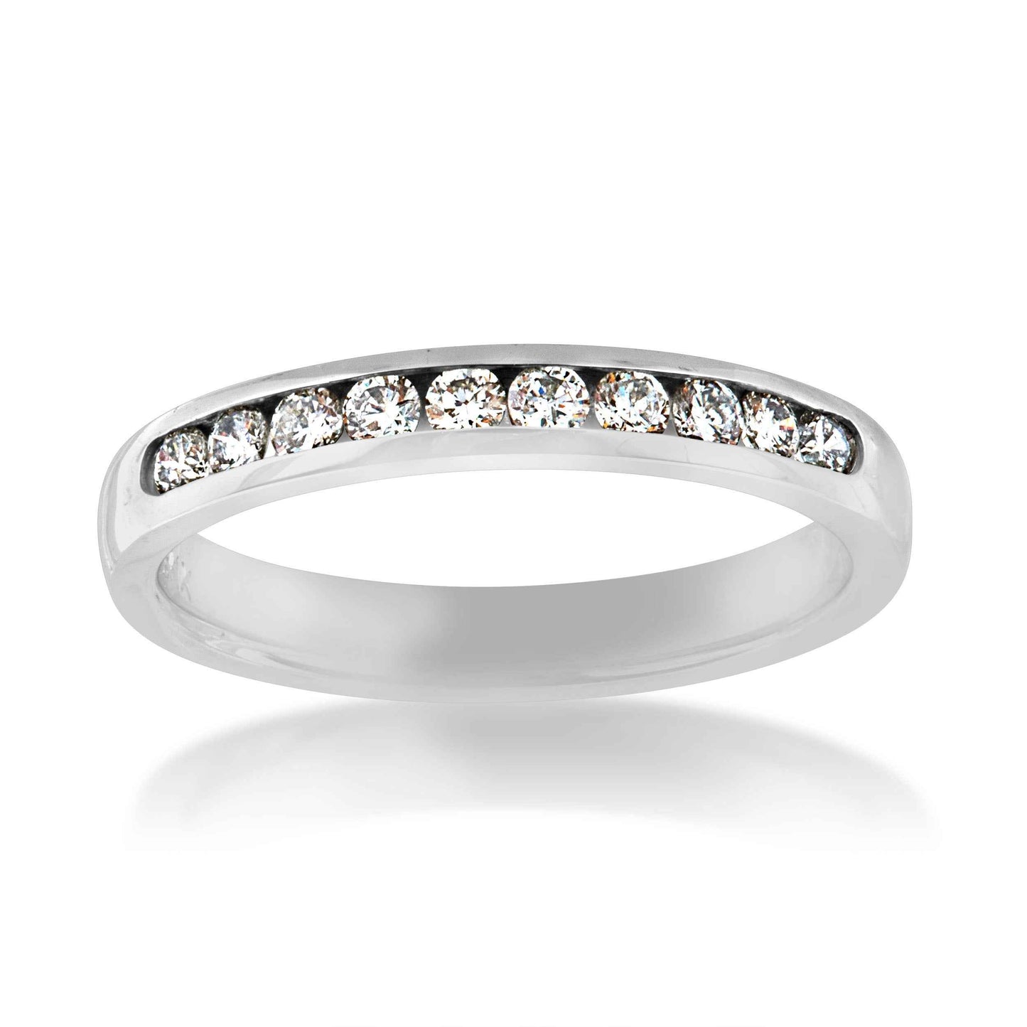 1/3 ct. tw. Machine Set Channel Anniversary Band in 10K White Gold front view